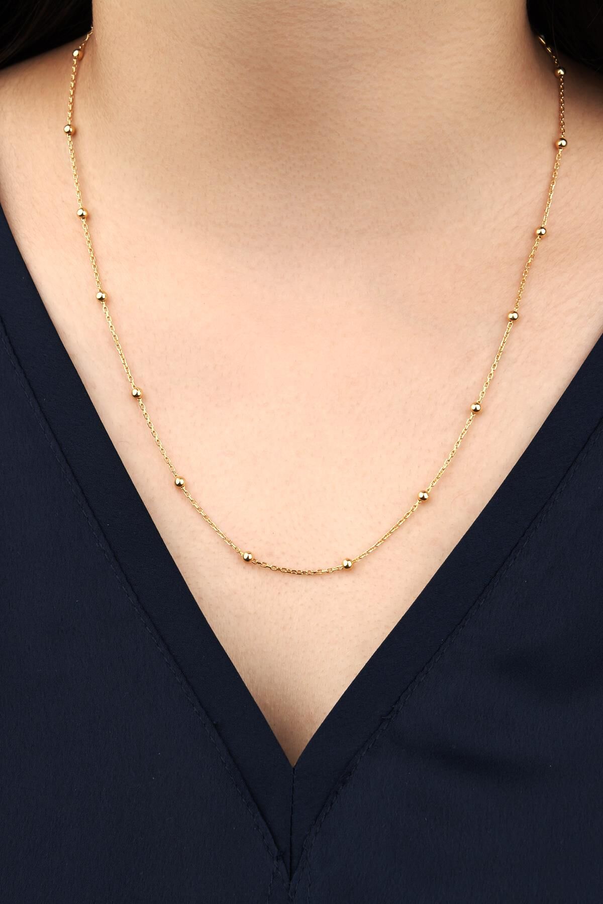 GÜMÜŞ TOPLU İTALYAN ZİNCİR MODEL DORİKA KOLYE ALTIN - 40 cm