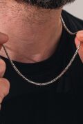 GÜMÜŞ 2.25 MM ERKEK KRAL KİNG KARE MODEL OKSİTLİ KARARTMALI ZİNCİR KOLYE