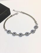 Gümüş Mavi ve Turkuaz Nazar Boncuklu Zirkon Taşlı Bileklik