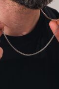 GÜMÜŞ 2 MM ERKEK TİLKİ KUYRUĞU SIK ÖRGÜ OKSİTLİ ZİNCİR KOLYE