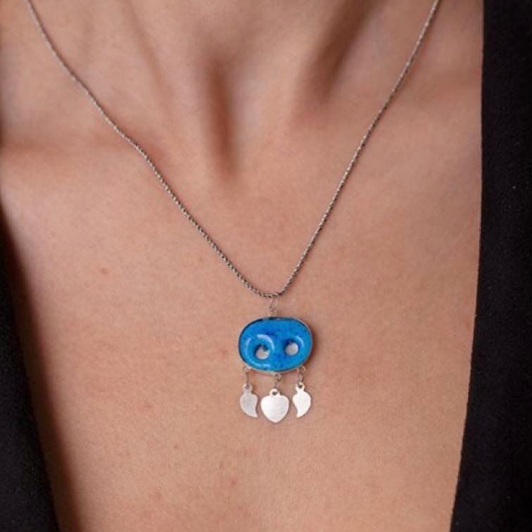 GÜMÜŞ HERCAİ   SÜRYANİ NAZAR BONCUĞU KOLYE