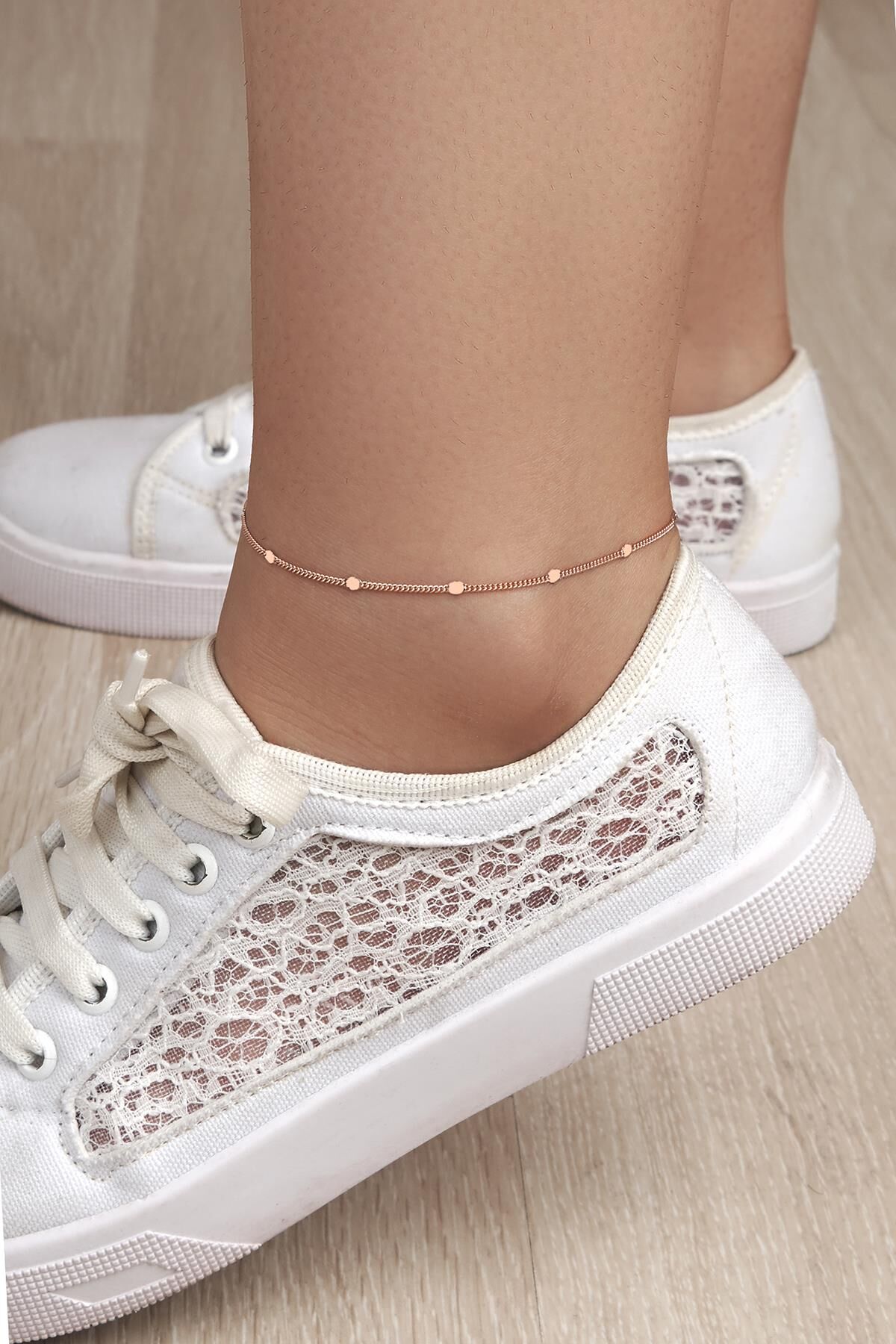 GÜMÜŞ PULLU GURMET ZİNCİR HALHAL ROSE BRONZ