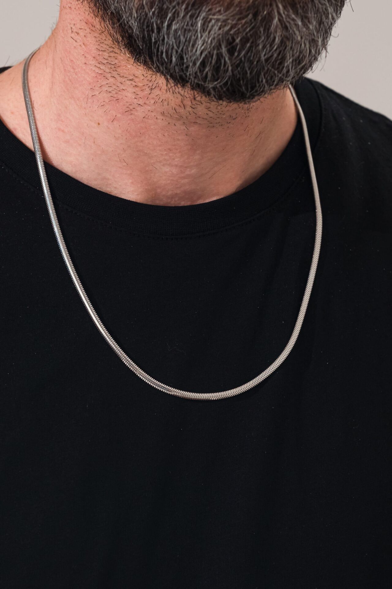 GÜMÜŞ 3.5 MM RODYUMLU YASSI İTALYAN MODEL YILAN  ZİNCİR KOLYE