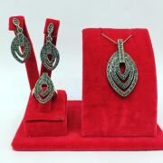 GÜMÜŞ MARKAZİT TAŞLI OVAL SET