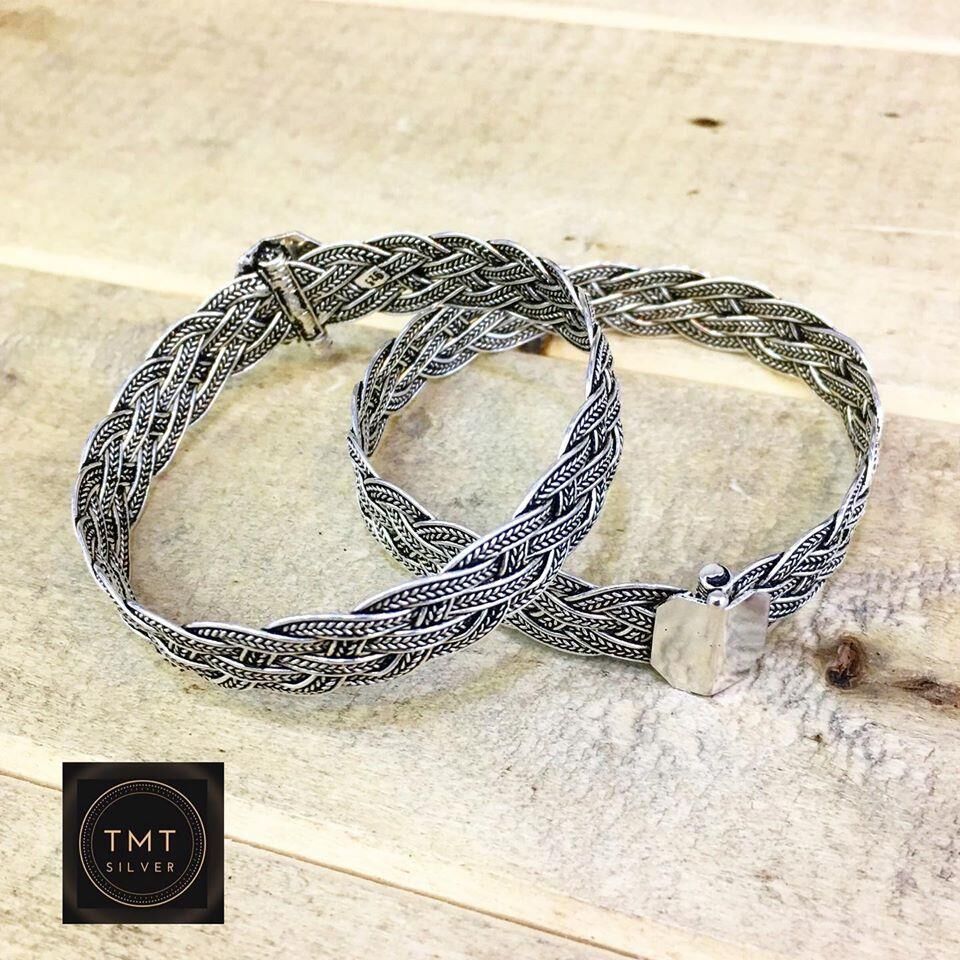 925 GÜMÜŞ MARDİN HASIRI ÖRGÜ KELEPÇE BİLEZİK