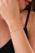 2mm Gümüş Altın Kaplama Beyaz Zirkon Taşlı Rodyumlu Pırlanta Modeli İnce Minimal Su Yolu Bileklik