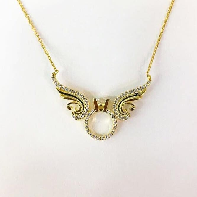 Gümüş 925 Ayar Melek Kanadı Tektaş Kolye