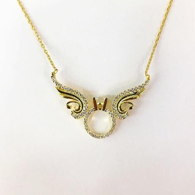 Gümüş 925 Ayar Melek Kanadı Tektaş Kolye