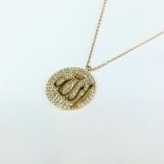 925 AYAR GÜMÜŞ ROSE BRONZ RENK ALLAH YAZILI KOLYE