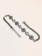 Gümüş Mavi ve Turkuaz Nazar Boncuklu Zirkon Taşlı Bileklik