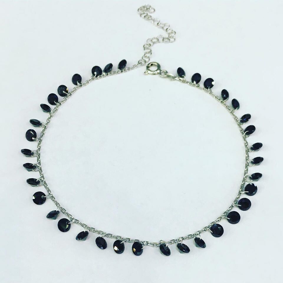 GÜMÜŞ SİYAH ZİRKON TAŞLI HALHAL