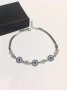 Gümüş Turkuaz Nazar Boncuklu Zirkon Taşlı Bileklik