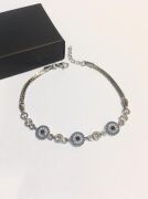 Gümüş Turkuaz Nazar Boncuklu Zirkon Taşlı Bileklik