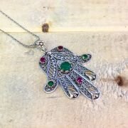 925 AYAR GÜMÜŞ TELKARİ İŞLEME FATMA ANA ELİ KOLYE