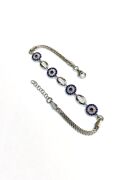 Gümüş Mavi  Nazar Boncuklu Zirkon Taşlı Bileklik