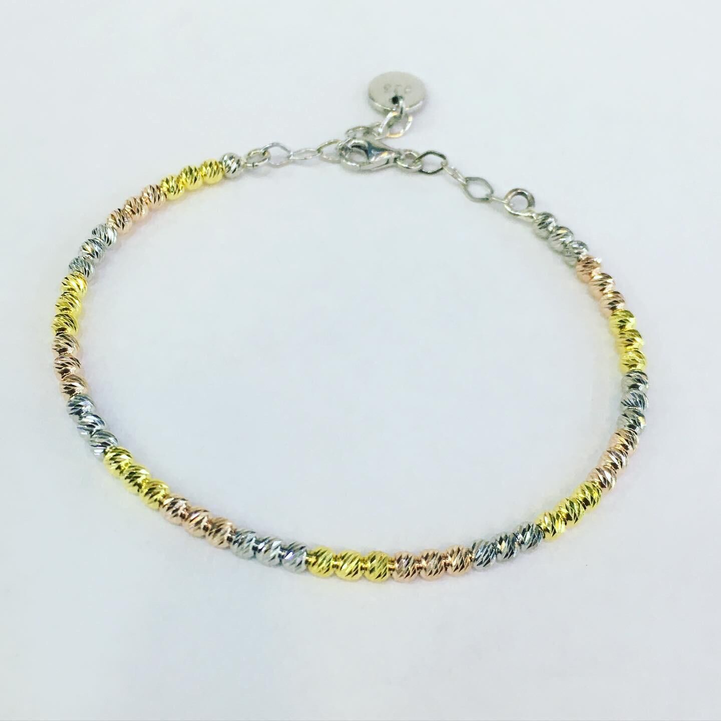 Dorissa Altın Yaldızlı Rose Gümüş Tek Sıra Bilezik