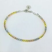 Dorissa Altın Yaldızlı Rose Gümüş Tek Sıra Bilezik