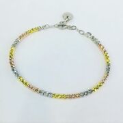 Dorissa Altın Yaldızlı Rose Gümüş Tek Sıra Bilezik