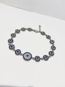 Gümüş Mavi  Nazar Boncuklu Zirkon Taşlı Bileklik