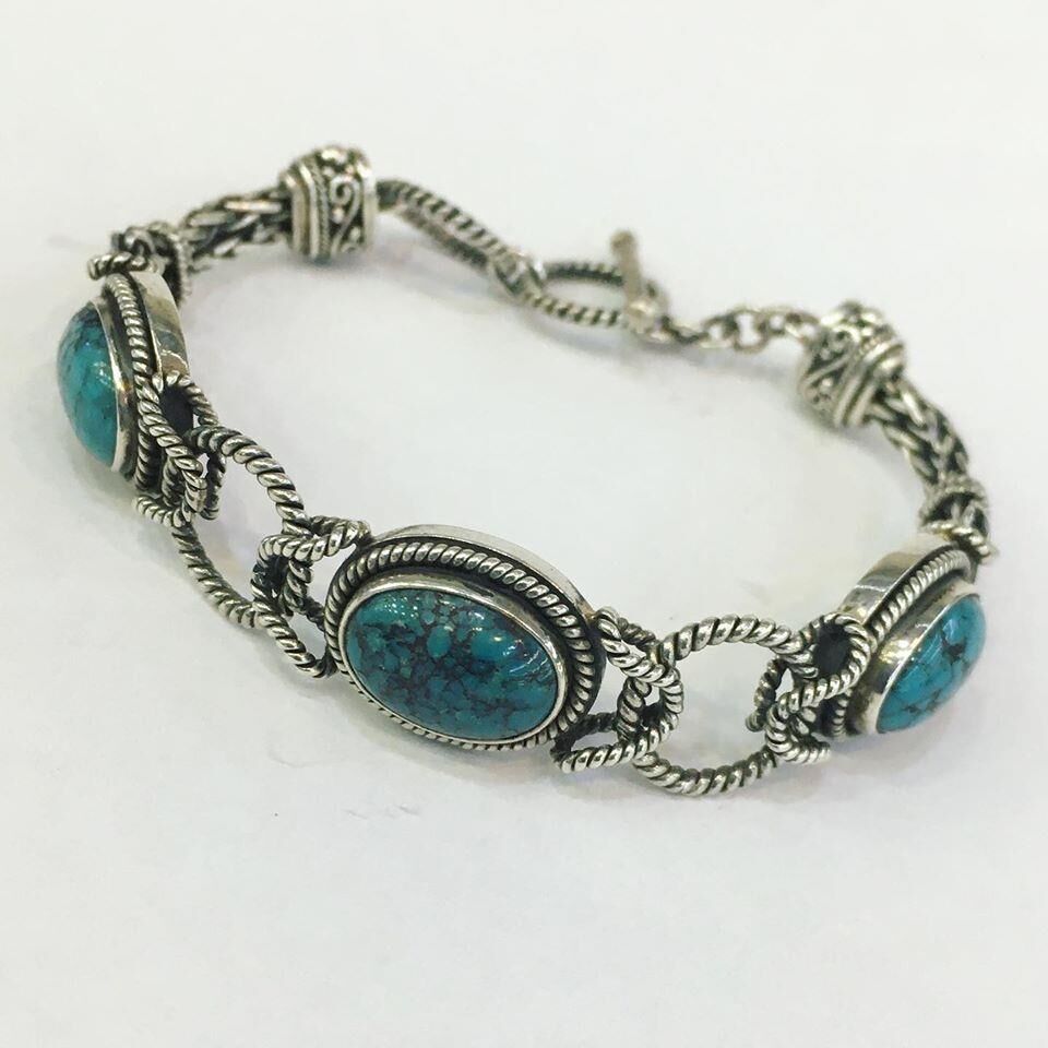GÜMÜŞ EL İŞİ FİRUZE TAŞLI BİLEKLİK