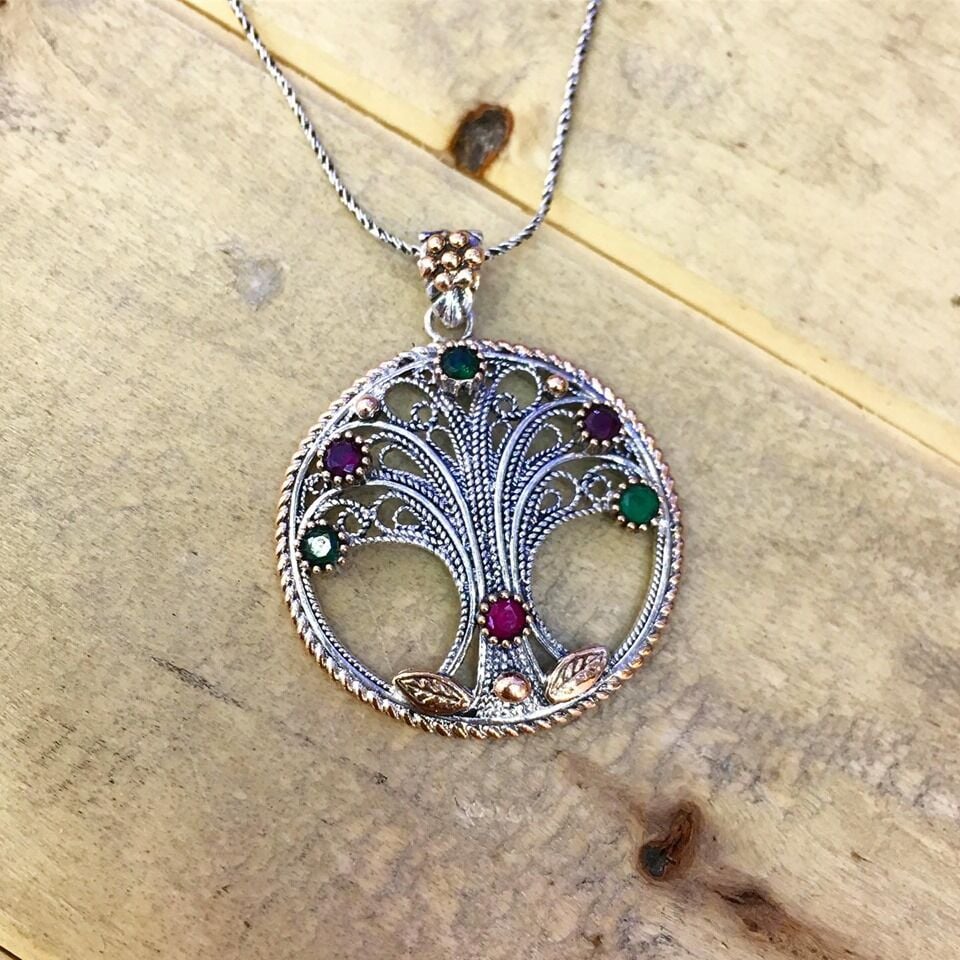 925 AYAR GÜMÜŞ TELKARİ HAYAT AĞACI KOLYE