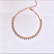 Gümüş Rose Bronz Renk Turkuaz Taşlı Halhal