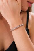 Gümüş Rose Kaplama Baget Beyaz Zirkon Taşlı Pırlanta Montürlü Rodyumlu Su Yolu Bileklik