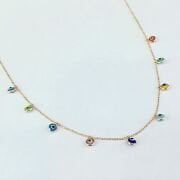 GÜMÜŞ ROSE BRONZ RENK NAZAR BONCUKLU KOLYE