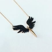 925 AYAR GÜMÜŞ ROSE SİYAH ZİRKON TAŞLI  MİKAİL KILICI KOLYE