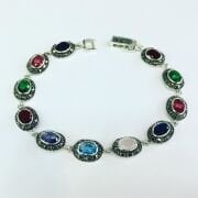 925 AYAR GÜMÜŞ MARKAZİT VE RENKLİ ZİRKON TAŞLI BİLEKLİK