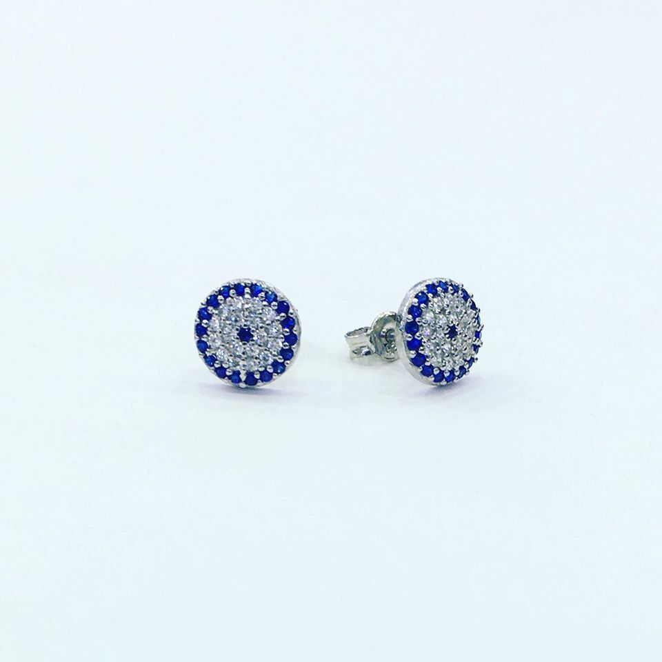 GÜMÜŞ NAZAR BONCUĞU MİNİK KÜPE