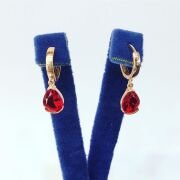 925 AYAR GÜMÜŞ KIRMIZI ZİRKON TAŞLI DAMLA ROSE KÜPE