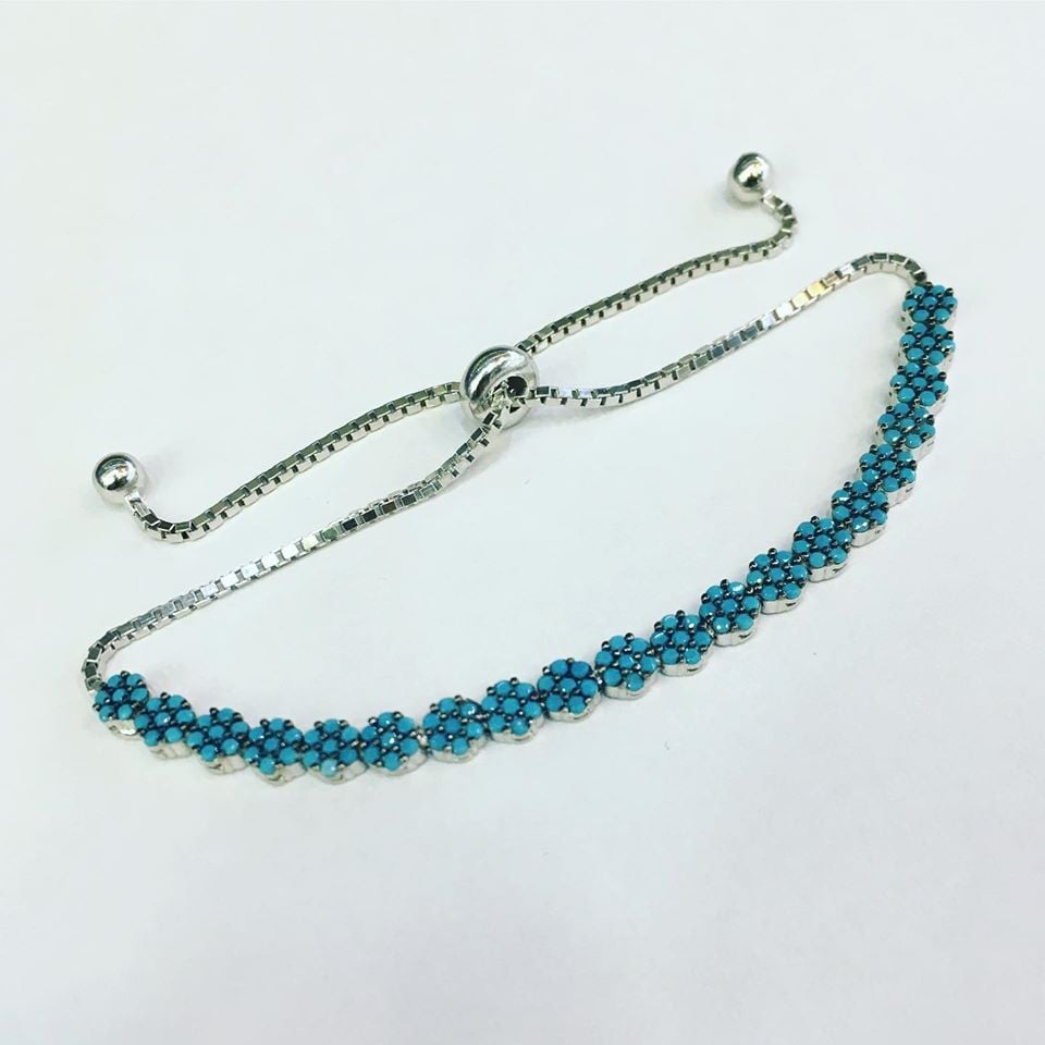 GÜMÜŞ TURKUAZ TAŞLI ASANSÖRLÜ BİLEKLİK