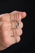 925 Ayar Gümüş Küçük Minimal İkili Boks Eldiveni Erkek Kolye
