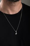 925 Ayar Gümüş Küçük Minimal İkili Boks Eldiveni Erkek Kolye