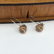 GÜMÜŞ ROSE BAL RENGİ ZİRKON TAŞLI KÜPE