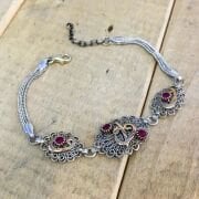 GÜMÜŞ TELKARİ KÖK YAKUT TAŞLI VAV ELİF BİLEKLİK