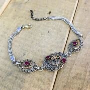 GÜMÜŞ TELKARİ KÖK YAKUT TAŞLI VAV ELİF BİLEKLİK