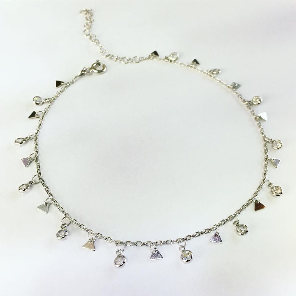 GÜMÜŞ ZİRKON TAŞLI PULLU HALHAL