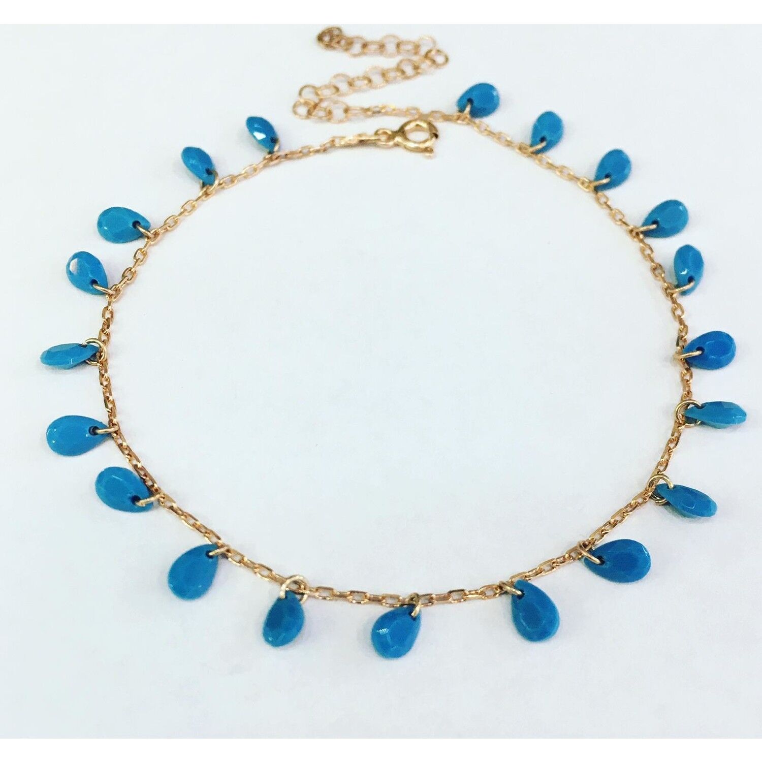 TMT Gümüş Damla Turkuaz Taşlı Halhal