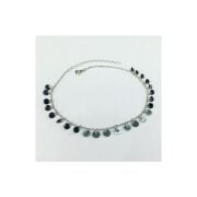 TMT Gümüş Siyah Zirkon Taşlı Pullu Halhal