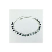 TMT Gümüş Siyah Zirkon Taşlı Pullu Halhal