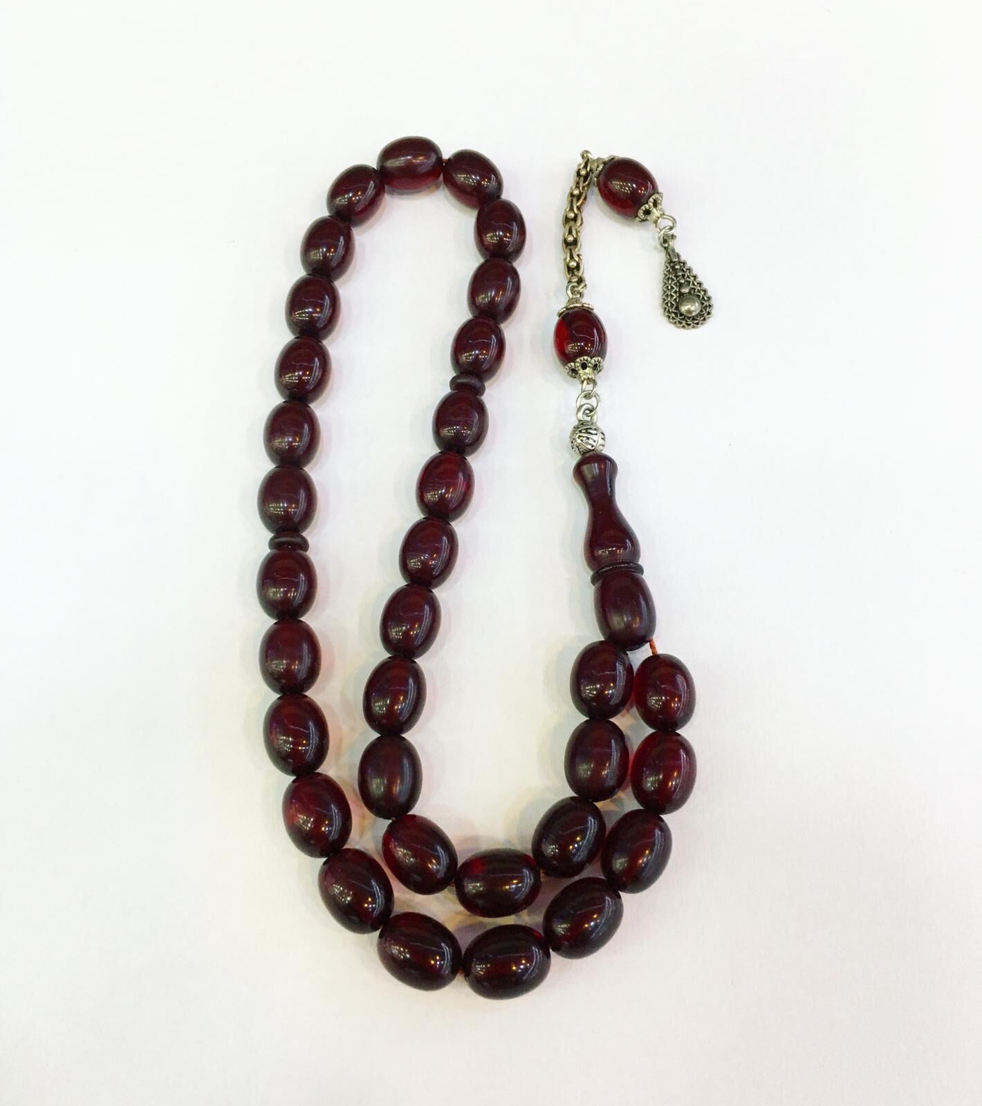 KAPSÜL KESİM KOYU KIRMIZI ATEŞ KEHRİBARI TESBİH