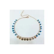 TMT Gümüş Rose Bronz Renk Turkuaz Taşlı Pullu Halhal