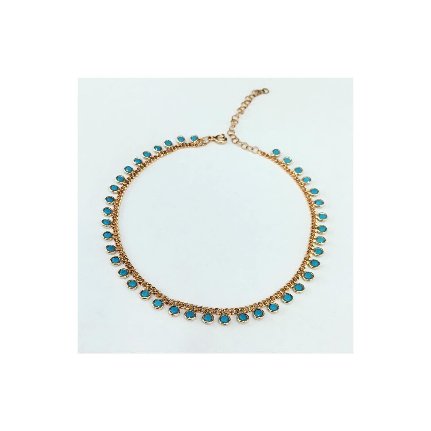 TMT Gümüş Rose Bronz Renk Turkuaz Taşlı Halhal