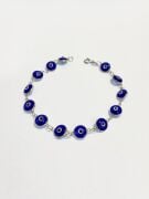 Gümüş Mavi Lacivert Cam Göz Nazar Boncuklu Bileklik