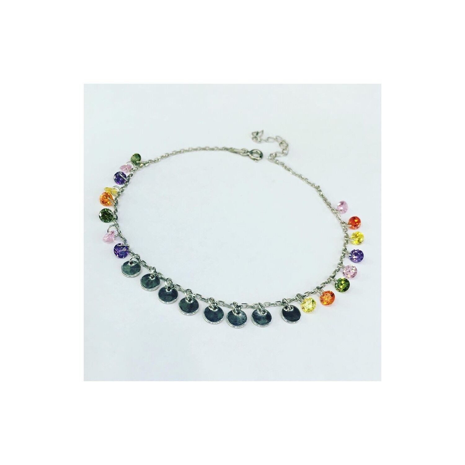 TMT Gümüş Renkli Zirkon Taşlı ve Pullu Halhal