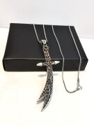 GÜMÜŞ HZ ALİ ZÜLFİKAR KILICI KILIÇ Kırmızı Zirkon Taşlı ERKEK KOLYE