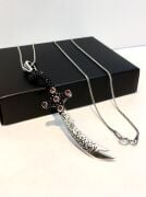 GÜMÜŞ HZ ALİ ZÜLFİKAR KILICI  Kırmızı Zirkon Taşlı ERKEK KOLYE