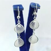 925 ayar Gümüş Telkari İşleme Damla Küpe